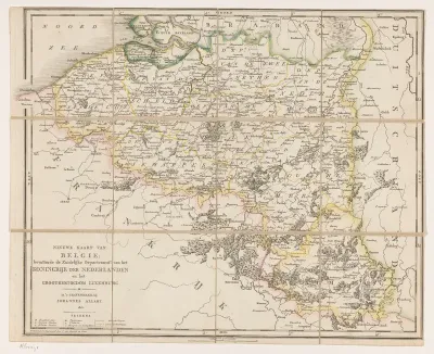Nieuwe kaart van België; bevattende de Zuidelijke Department.n van het Koningrijk der Nederlanden en het Groothertogdom Luxemburg