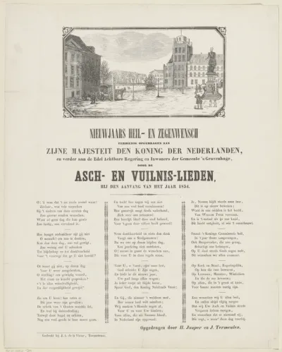 Nieuwjaarswens van de as- en vuilnislieden van Den Haag voor het jaar 1854