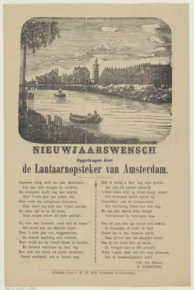 Nieuwjaarswens van de lantaarnopsteker van Amsterdam