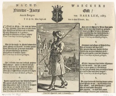 Nieuwjaarswens van de nachtwakers van Haarlem voor het jaar 1689