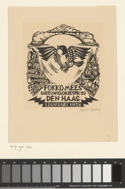 Nieuwjaarswens voor 1928 van Fokko Mees