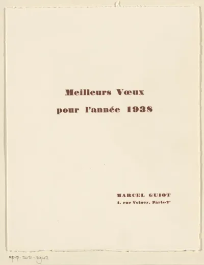 Nieuwjaarswens voor 1938 van Marcel Guiot