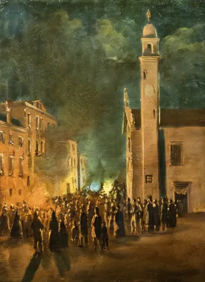 Night party with fireworks