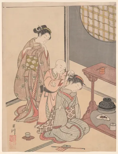 Night Rain of the Tea Stand (Daisu no yau), from the series "Eight Views of the Parlor (Zashiki hakkei)"