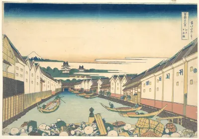 Nihonbashi in Edo (Edo Nihonbashi), from the series Thirty-six Views of Mount Fuji (Fugaku sanjūrokkei)