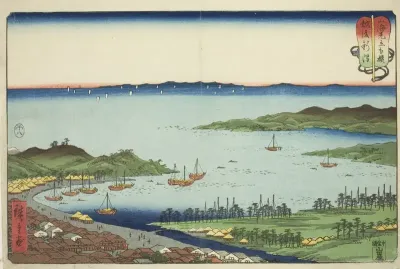 Niigata in Echigo Province (Echigo Niigata), from the series "Wrestling Matches between Mountains and Seas (Sankai mitate zumo)"