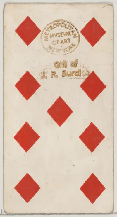 Nine Diamonds, from the Playing Cards series (N84) to promote Turkish Cross-Cut Cigarettes for W. Duke, Sons and Co.