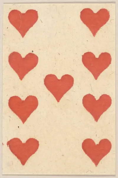 Nine of Hearts, from a Set of Piquet Cards