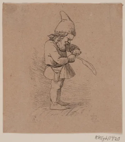 Nisse, der skærer en pen