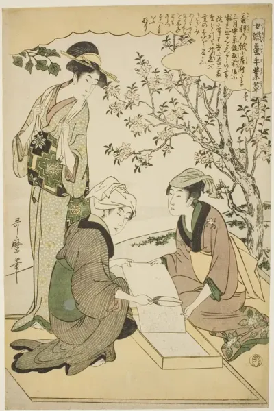 No. 1 (ichi), from the series "Women Engaged in the Sericulture Industry (Joshoku kaiko tewaza-gusa)"