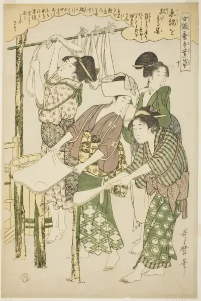 No. 10 (ju), from the series "Women Engaged in the Sericulture Industry (Joshoku kaiko tewaza-gusa)"