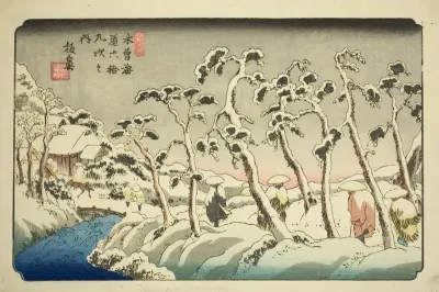 No. 15: Itahana (Jugo: Itahana), from the series "Sixty-nine Stations of the Kisokaido (Kisokaido rokujukyu tsugi no uchi)"
