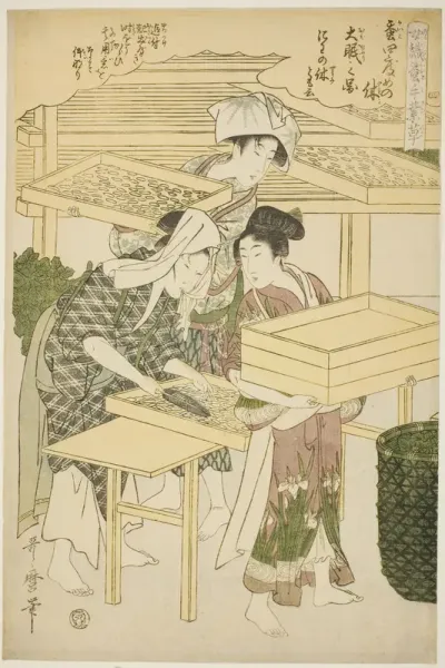 No. 4 (shi), from the series "Women Engaged in the Sericulture Industry (Joshoku kaiko tewaza-gusa)"