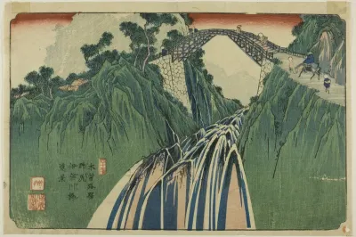 No. 41: Distant View of the Ina River Bridge at Nojiri (Yonjuichi: Noriji Inagawabashi enkei), from the series "[Sixty-nine Stations of the] Kisokaido"