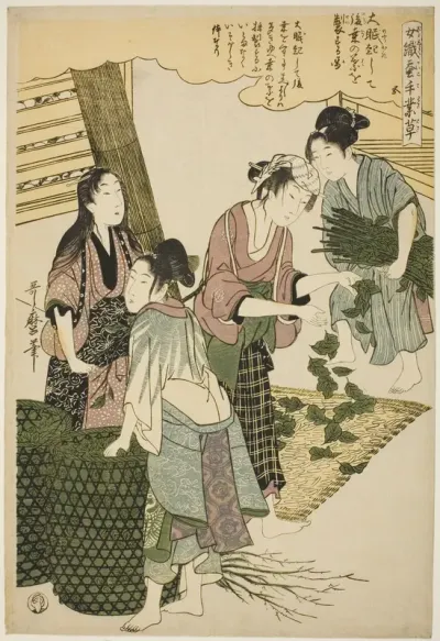 No. 5 (go), from the series "Women Engaged in the Sericulture Industry (Joshoku kaiko tewaza-gusa)"