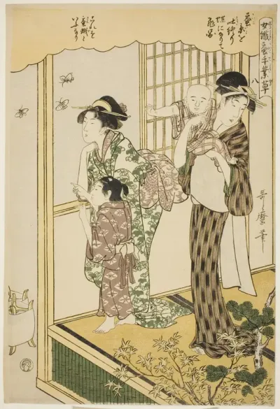 No. 8 (hachi), from the series "Women Engaged in the Sericulture Industry (Joshoku kaiko tewaza-gusa)"