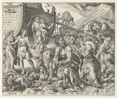 Noach bedankt God voor de redding van de ark
