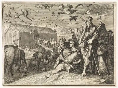 Noach en zijn gezin begeven zich richting de ark