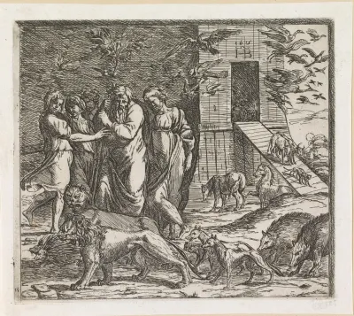 Noach verlaat de ark na de zondvloed