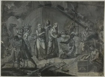 Noah and His Family Bringing Animals onto the Ark
