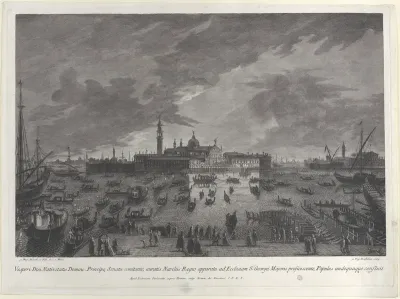 Nocturnal view of the procession on Christmas Eve of the Doge and Venetian Senate to San Giorgio Maggiore