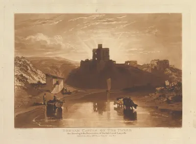Norham Castle on the Tweed, part XII, plate 57 from "Liber Studiorum"