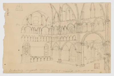 Northeast Transept of Canterbury Cathedral (recto); Architectural Details (verso)