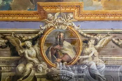 Nossa Senhora do Carmo entregando o escapulário a Santa Teresa D'Ávila e a São João da Cruz