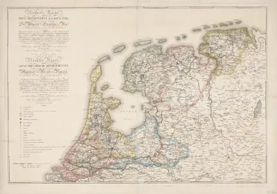 Nouvelle Carte des Sept Departemens de la Hollande (...) / Nieuwe Kaart der Zeven Hollandsche Departementen. Verdeeld ingevolge het Decreet van Zijne Majesteit de Keizer en Koning van den 21 October 1811, met den Jare 1812 ingevoerd