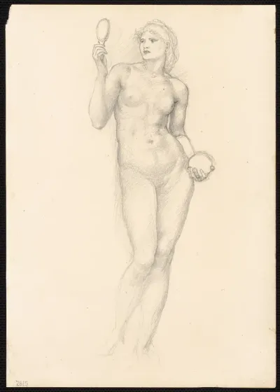 Nude Female Figure with Mirror in Right Hand