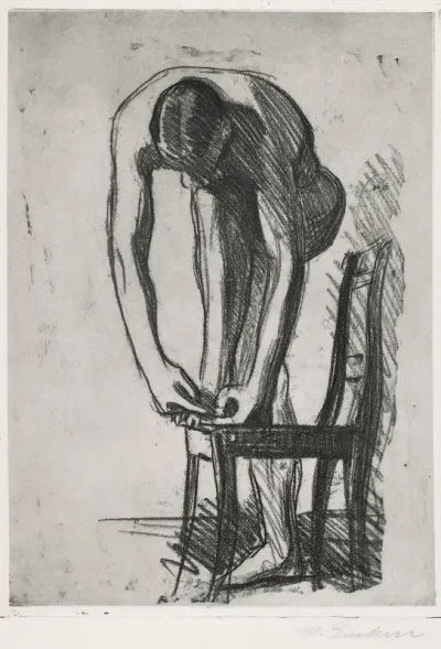 Nude Male Model with One Foot on a Chair