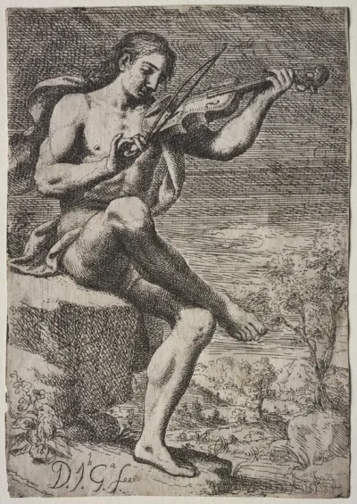 Nude Man Playing a Violin