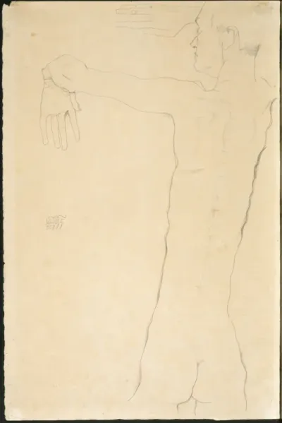 Nude Man with Raised Arms (recto)