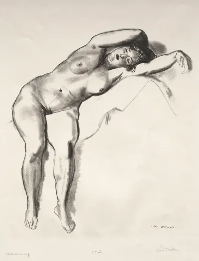 Nude Study, Woman Stretched on Bed