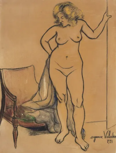 Nude with drapery and armchair