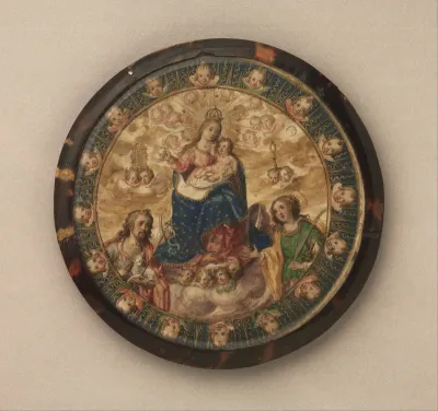 Nun's Shield showing the Virgin and Child with Saints John the Baptist and Catherine of Alexandria
