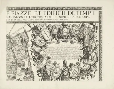 Nuova piante et alzata della città di Roma con tutte le strade piazze et edificii (...)