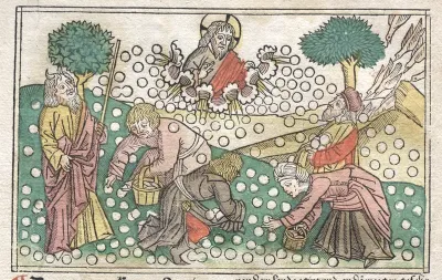 Nüremberg Bible:  Manna Falling from Heaven