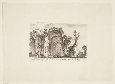 Nymfen Egeria's grotte, også kaldet La Cafarella. 1. Tempio delle Camene, i dag S. Urbano-kirken