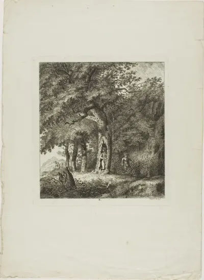 Nymph Hiding in a Tree, plate eight from Paysages Dédiés à M. Warelet