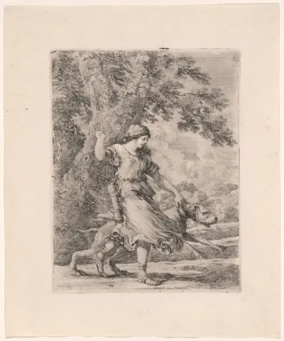 Nymph Holding a Large Dog by the Collar, known as The Beautiful Huntress