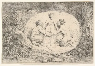 Nymph Supported by Two Satyrs, from "Four Bacchanalia" (Quatre Bacchanales)