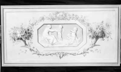 Nymphs and cupids in an octagonal medallion
