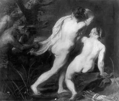 Nymphs surprised by Satyrs
