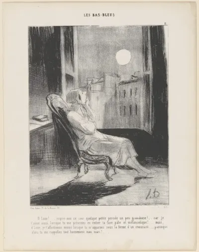 O Lune!... Inspire-moi ce soir quelque petite pensée..., from Les Bas-Bleus, published in "Le Charivari"