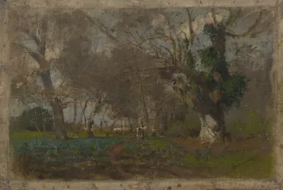 Oak Trees near an Arm of the Váh