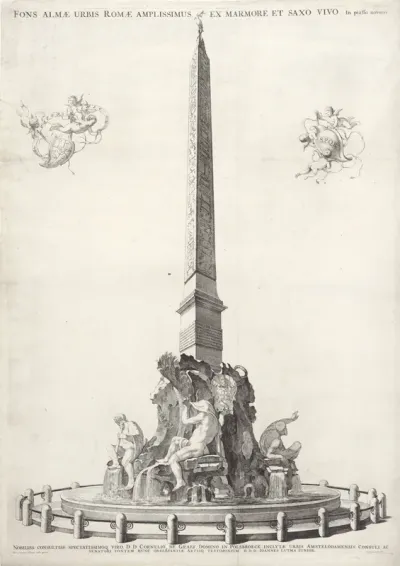 Obelisk en fontein door Gian Lorenzo Bernini op het Piazza Navona te Rome