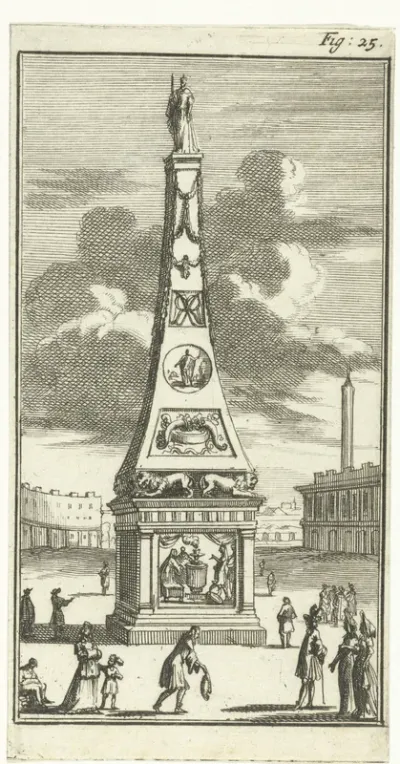 Obelisk met het standbeeld van Maria II Stuart