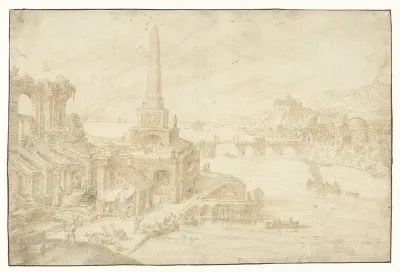 Obelisk naast ruïnes