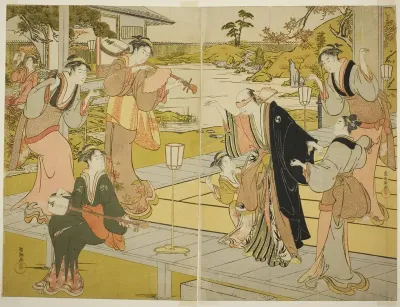 Oboshi Yuranosuke at the Ichiriki Teahouse, from scene VII in the Storehouse of Loyal Retainers